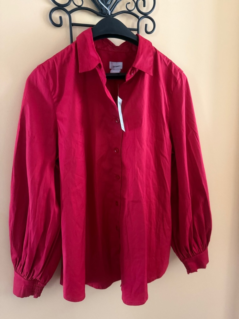 Chico's Red Women's Blouse long sleeve US size 10 NWT